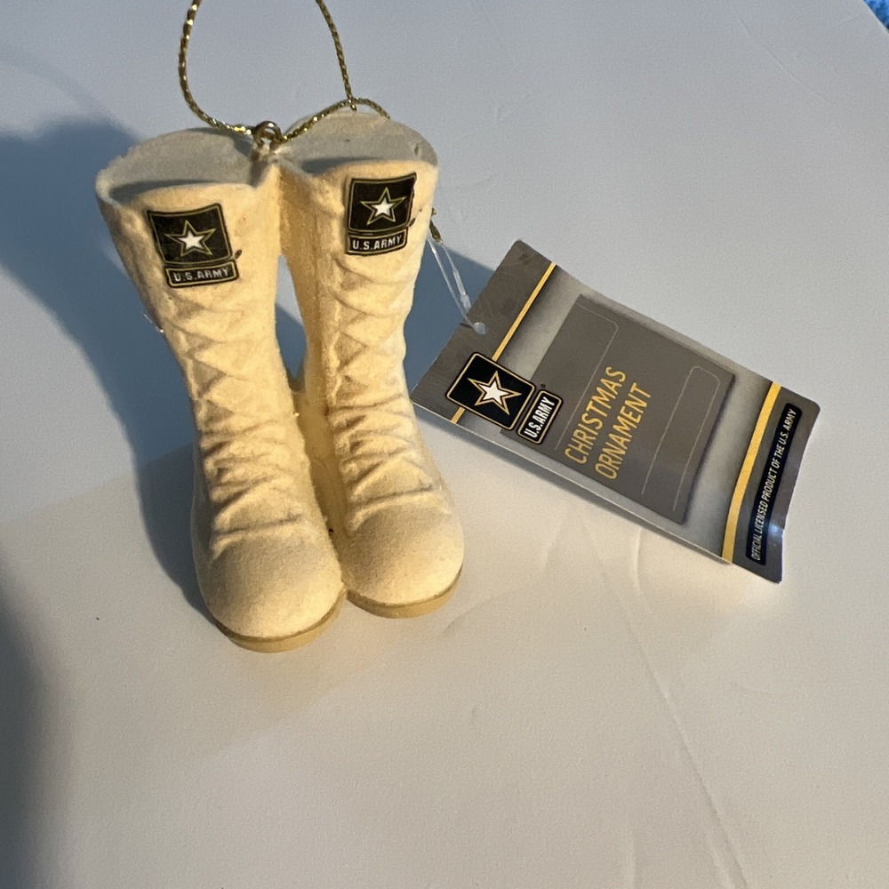 Kurt Adler U.S. Army Christmas Ornament Combat Boots Desert 3" Military Flocked‎